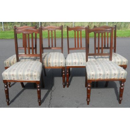 Edwardianisches Antikes Englisches Set Mahagoni Esszimmerstühle ca. 1890