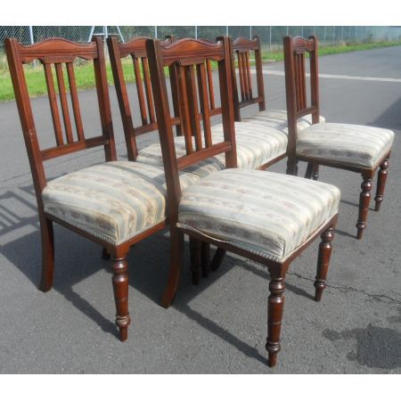 Edwardianisches Antikes Englisches Set Mahagoni Esszimmerstühle ca. 1890