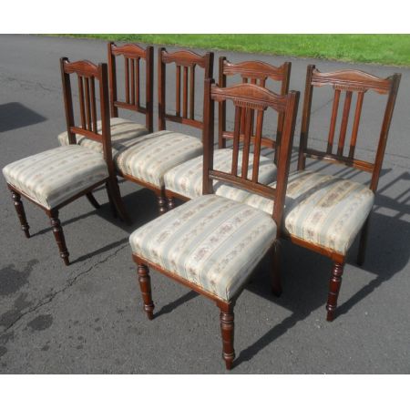 Edwardianisches Antikes Englisches Set Mahagoni Esszimmerstühle ca. 1890