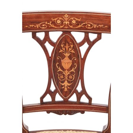 Edwardianisches Antikes Englisches Set Palisander Esszimmerstühlen ca. 1900