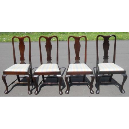 4 Antike Englische Mahagoni Esszimmerstühle ca. 1920