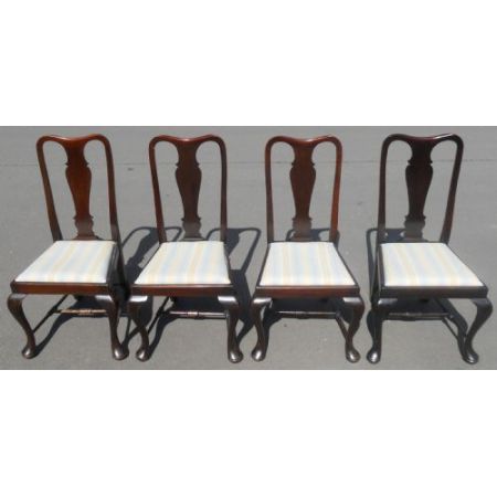 4 Antike Englische Mahagoni Esszimmerstühle ca. 1920