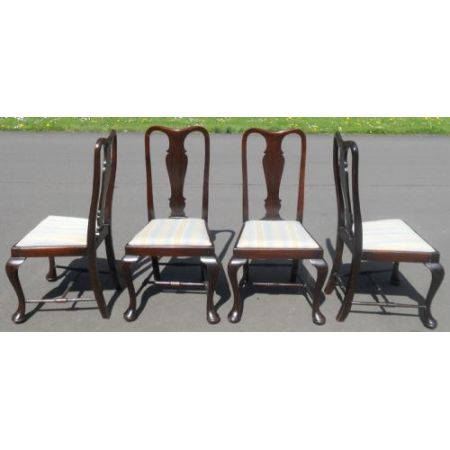 4 Antike Englische Mahagoni Esszimmerstühle ca. 1920