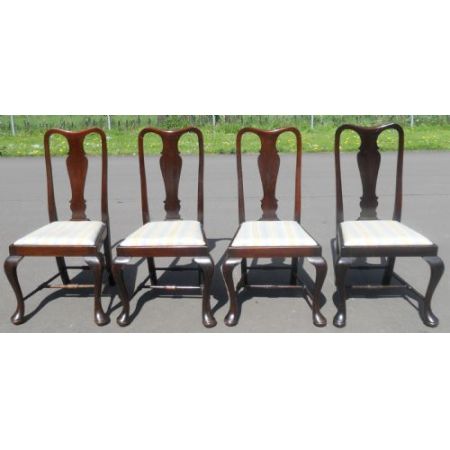 4 Antike Englische Mahagoni Esszimmerstühle ca. 1920