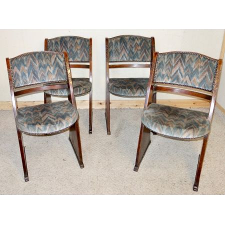 4 Antike Englische Arts & Crafts Eichen Kino Stühle ca. 1920