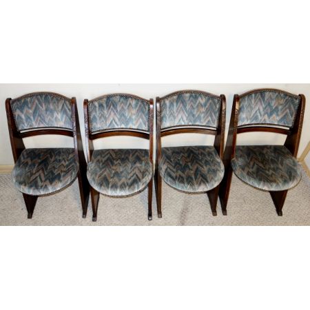 4 Antike Englische Arts & Crafts Eichen Kino Stühle ca. 1920