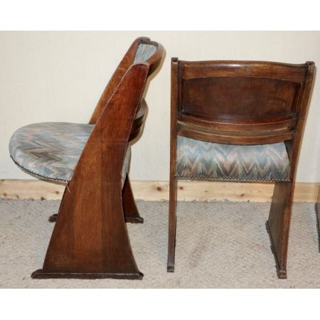 4 Antike Englische Arts & Crafts Eichen Kino Stühle ca. 1920