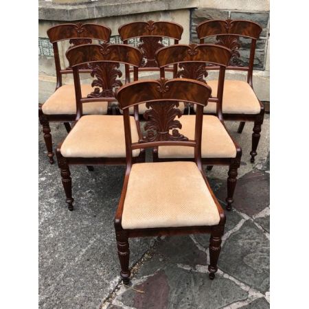 6 Antike Englische Mahagoni Esszimmerstühle ca. 19. JH.