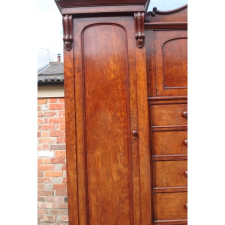 Viktorianischer Antiker Englischer Mahagoni Kleiderschrank ca. 1860