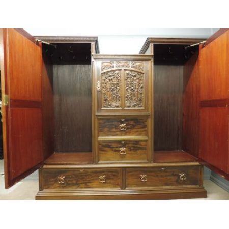 Viktorianischer antiker Mahagoni Kleiderschrank englisch ca 1890