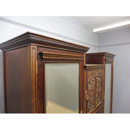 Viktorianischer antiker Mahagoni Kleiderschrank englisch ca 1890
