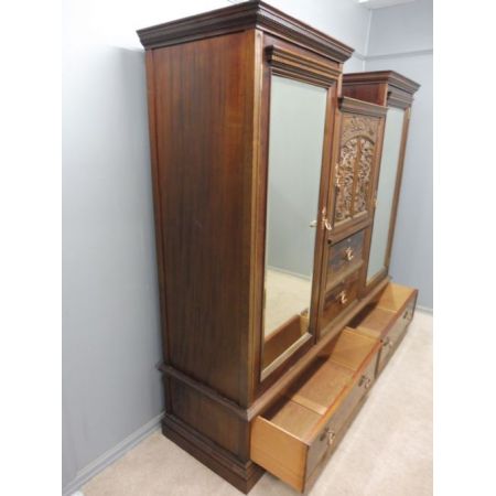 Viktorianischer antiker Mahagoni Kleiderschrank englisch ca 1890