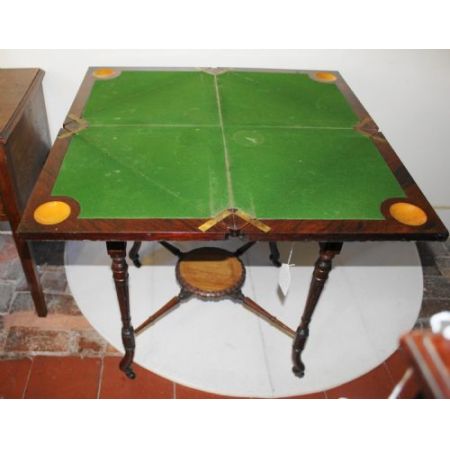Viktorianischer antiker Palisander Spieltisch britisch ca 1850