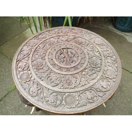 Antiker indischer Teakholz Beistelltisch ca. 1900