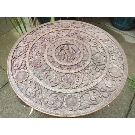 Antiker indischer Teakholz Beistelltisch ca. 1900