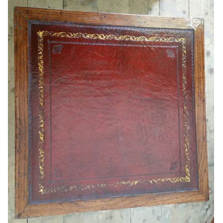 Antiker englischer Eichen Beistelltisch Echtleder ca 1910