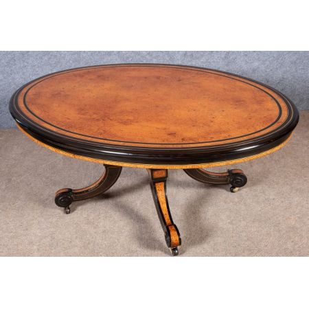 Viktorianischer Makassa Ebenholz Amboina Kaffeetisch Sofatisch antik ca 1850