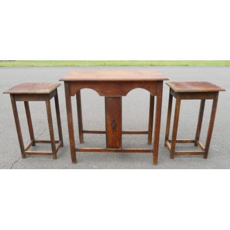 Antike englische Art Deco Beistelltische Eiche ca 1920