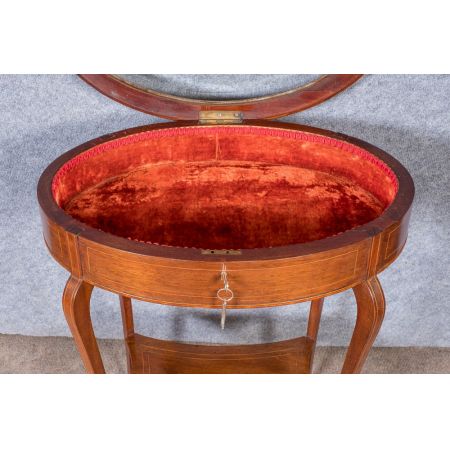 Edwardianischer Mahagoni Bijouterie Beistelltisch Vitrine antik ca 1900