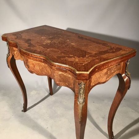 Französischer Beistelltisch Satinholz Spieltisch Nussbaum antik ca 1900