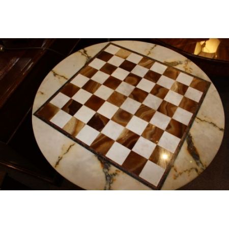 Art Deco Schachtisch Marmor Gusseisen antik englisch ca 1930