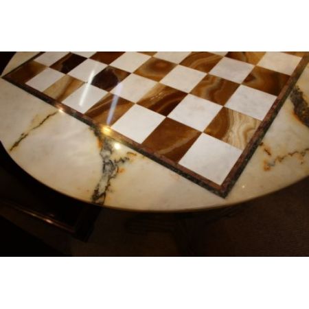 Art Deco Schachtisch Marmor Gusseisen antik englisch ca 1930