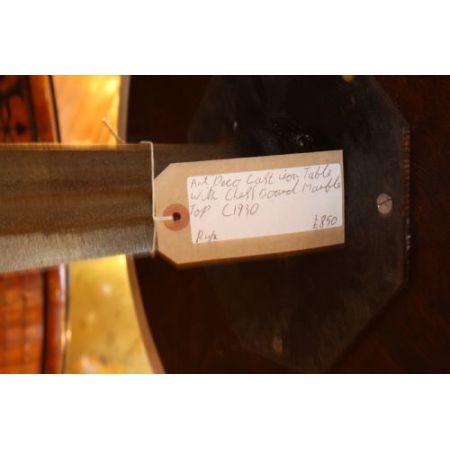 Art Deco Schachtisch Marmor Gusseisen antik englisch ca 1930