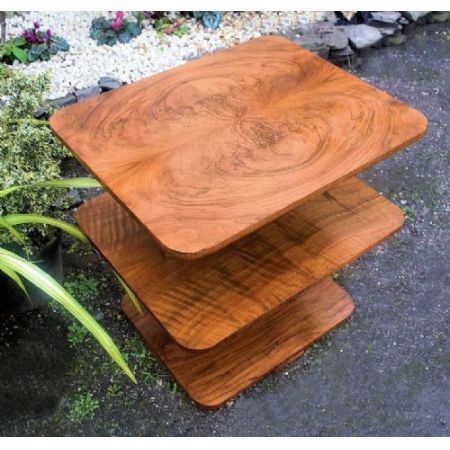 Antiker Art Deco Nussbaum Beistelltisch Bücherregal englisch ca 1930