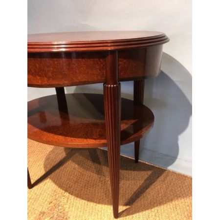 Britischer Art Deco Beistelltisch Mahagoni Ulme antik ca 1930