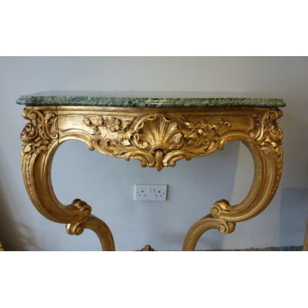 Viktorianischer antiker Beistelltisch Massivholz Konsolentisch Marmor ca 1850