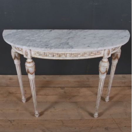 Antiker britischer Konsolentisch Marmor Beistelltisch Massivholz bemalt ca 1890