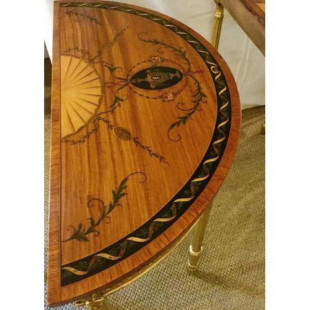 Antike englische Satinholz Konsolentische Beistelltische vergoldet ca 1920