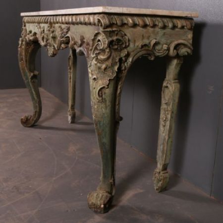 Italienischer Massivholz Konsolentisch Beistelltisch Marmor lackiert antik ca 1830