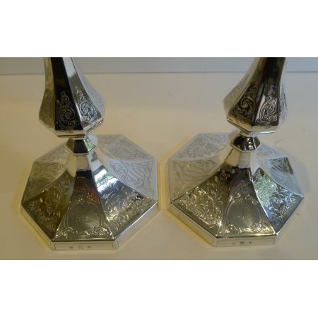 Antike englische Echtsilber Kerzenhalter ca 1851