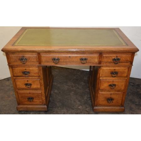 Viktorianischer britischer Eichen Schreibtisch antik ca 1890