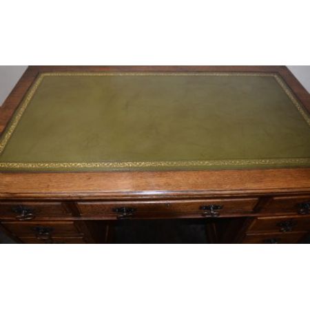 Viktorianischer britischer Eichen Schreibtisch antik ca 1890