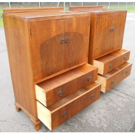 Art Deco Nussbaum Mahagoni Kleiderschränke antik englisch ca 1930