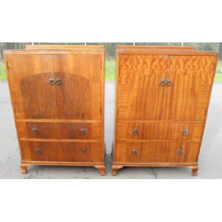 Art Deco Nussbaum Mahagoni Kleiderschränke antik englisch ca 1930