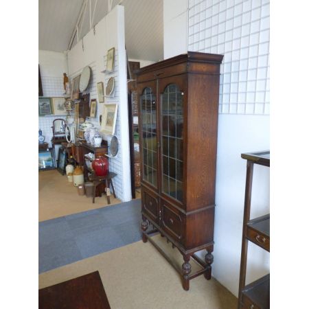 Antiker Eichen Bücherschrank Vitrine englisch ca 1920