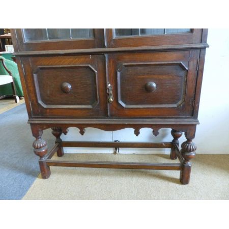 Antiker Eichen Bücherschrank Vitrine englisch ca 1920