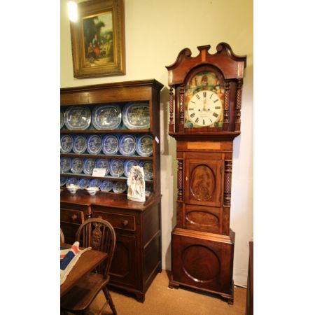 Walisische Antike Mahagoni Intarsien Standuhr ca. 19. Jh.