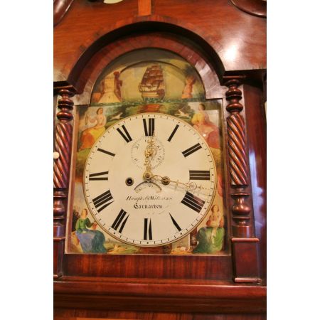 Walisische Antike Mahagoni Intarsien Standuhr ca. 19. Jh.
