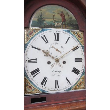 Antike Mahagoni Eiche Intarsien Standuhr englisch ca. 19. JH.