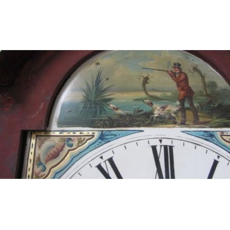 Antike Mahagoni Eiche Intarsien Standuhr englisch ca. 19. JH.