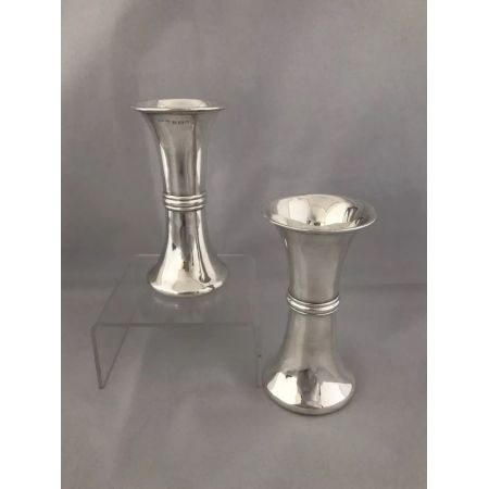 Antike englische Sterling Silber Art Deco Blumenvasen massiv 1910
