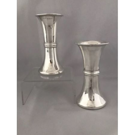 Antike englische Sterling Silber Art Deco Blumenvasen massiv 1910