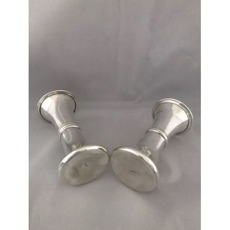 Antike englische Sterling Silber Art Deco Blumenvasen massiv 1910