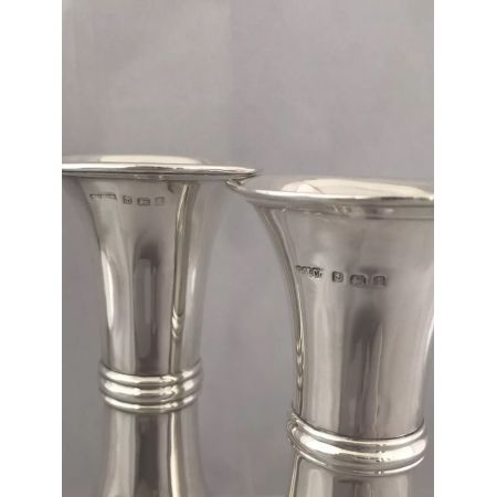 Antike englische Sterling Silber Art Deco Blumenvasen massiv 1910