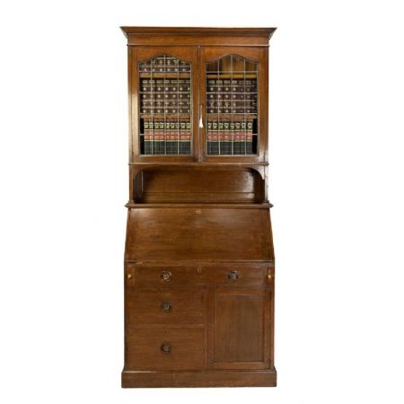 Arts & Crafts Eichen Aufsatzsekretär Bücherschrank antik ca 1900