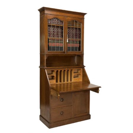 Arts & Crafts Eichen Aufsatzsekretär Bücherschrank antik ca 1900